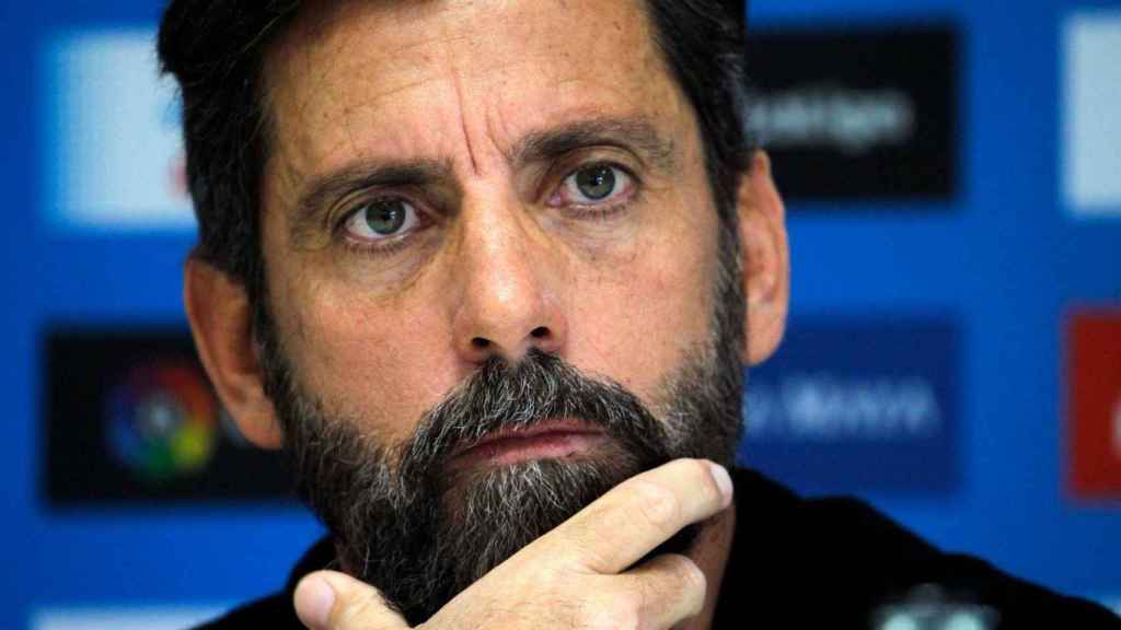 Quique Sánchez Flores durante una rueda de prensa del RCD Espanyol / RCDE