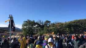 Manifestantes de Tsunami Democràtic, en el corte de La Jonquera / @tsunami_dem