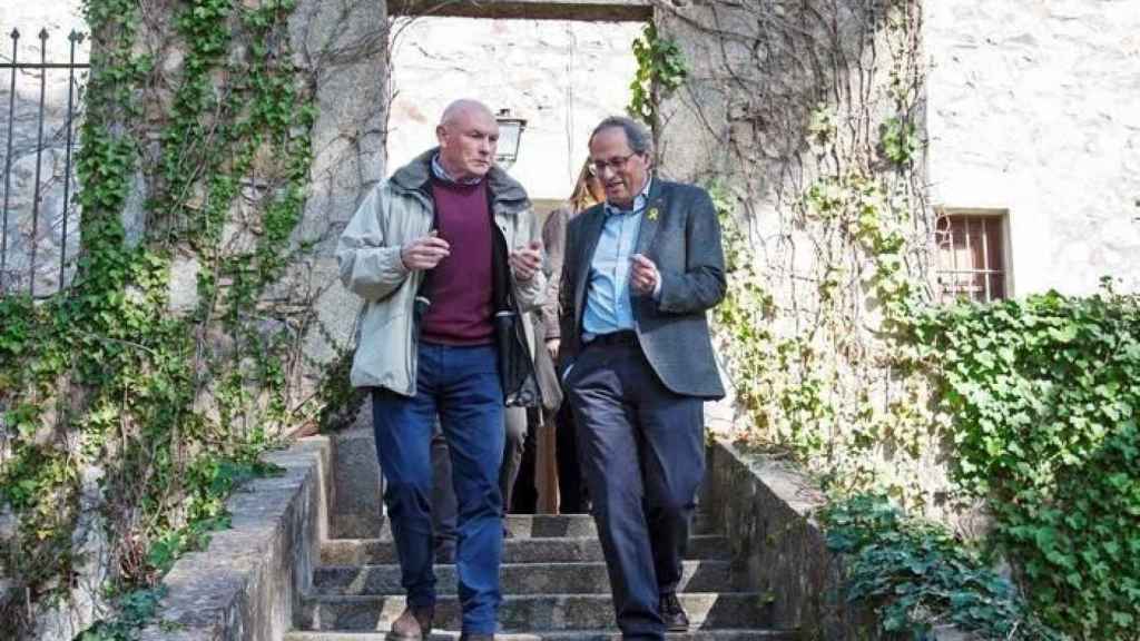 Imagen de Juan José Ibarretxe y Quim Torra el 22 de febrero de 2019 en Agullana (Girona) / EFE