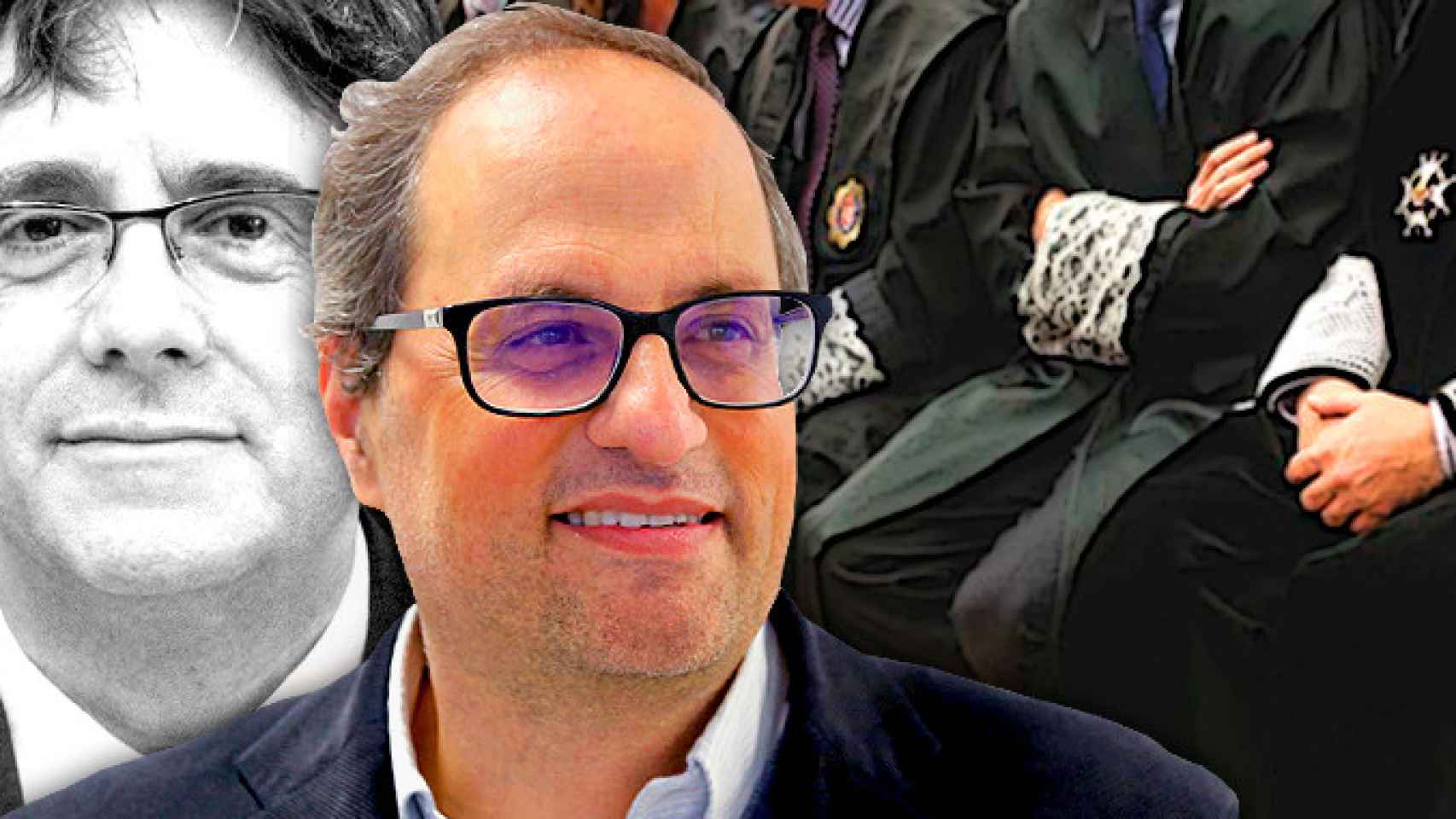 Carles Puigdemont y Quim Torra ante los jueces de la cúpula de la justicia catalana / FOTOMONTAJE DE CG