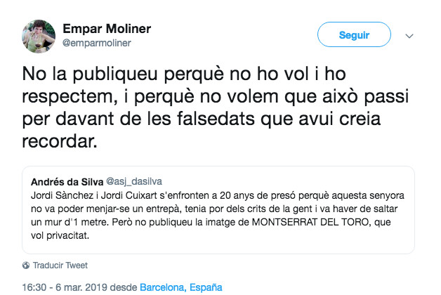 Empar Moliner pide no difundir la foto de la secretaria judicial / TWITTER