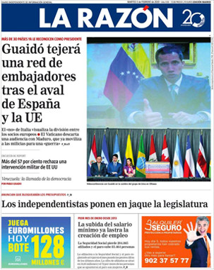 Portada 'La Razón' del 5 de febrero de 2019 / KIOSKO