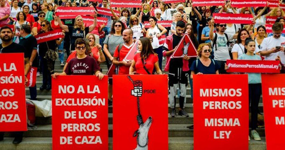 Protesta contra la exclusión de los perros de caza de la ley de protección animal / ANIMA NATURALIS