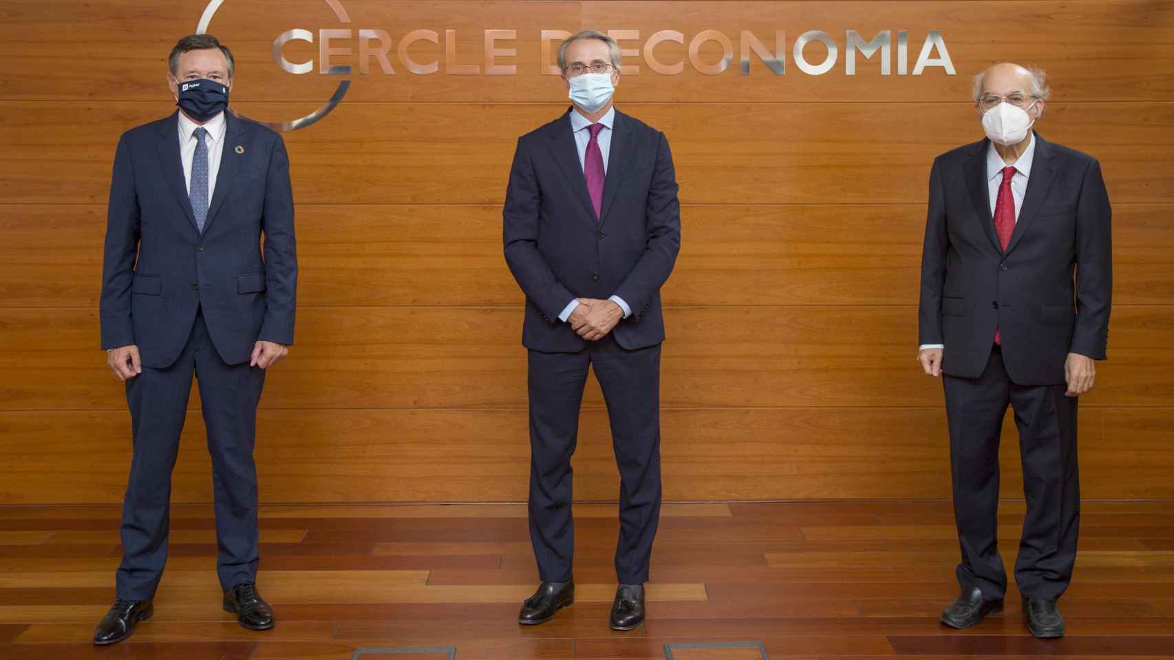 Ángel Simón, Javier Faus y Mas-Colell, en el Círculo de Economía / CdE