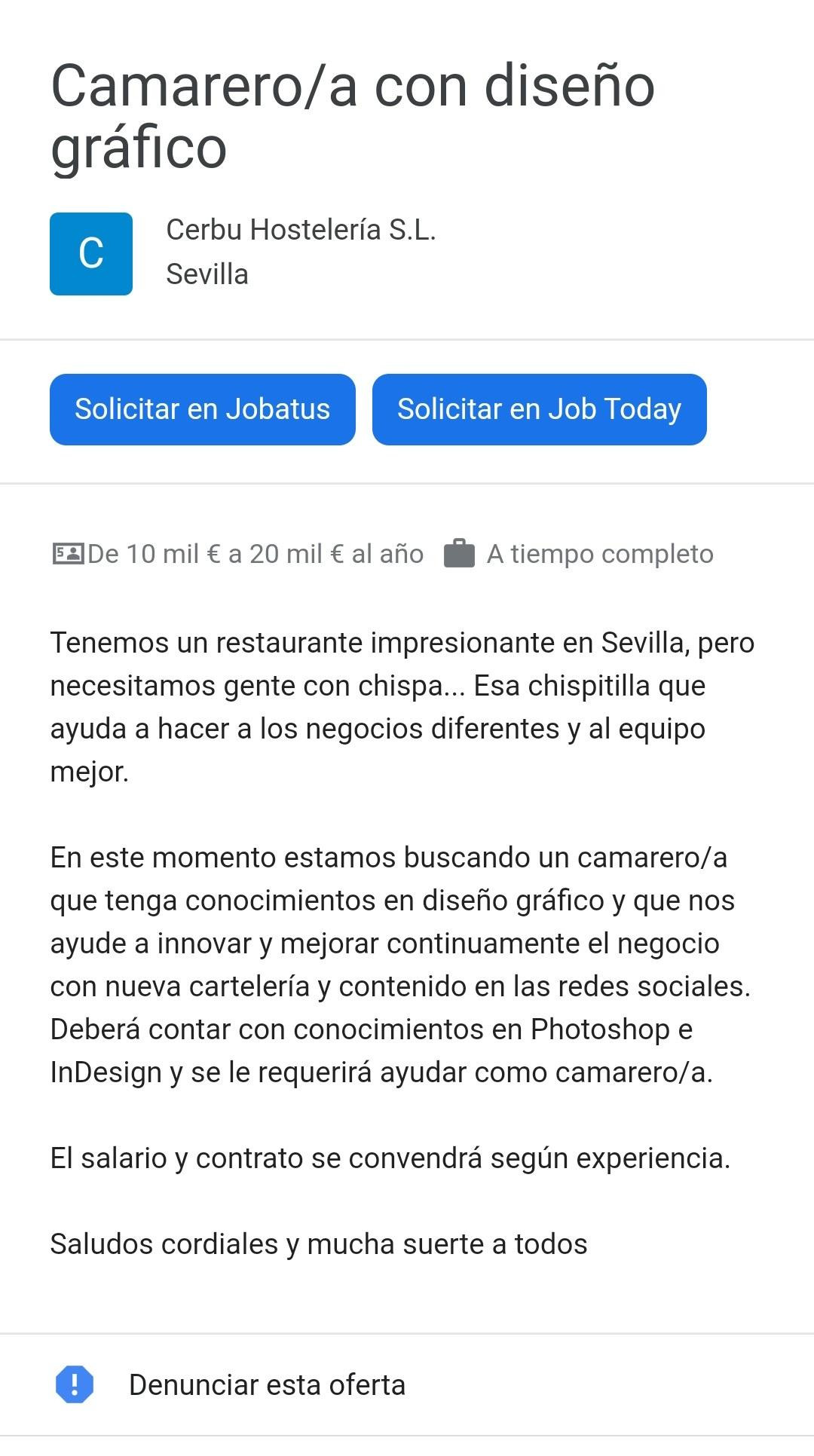 Oferta de trabajo