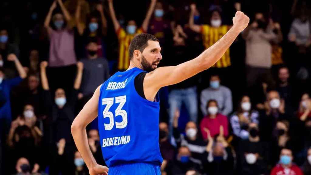 Mirotic celebra una canasta ante el Real Madrid en el Palau Blaugrana / FCB