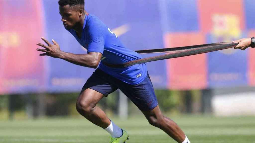 Una foto de Ansu Fati durante un entrenamiento del Barça / FCB