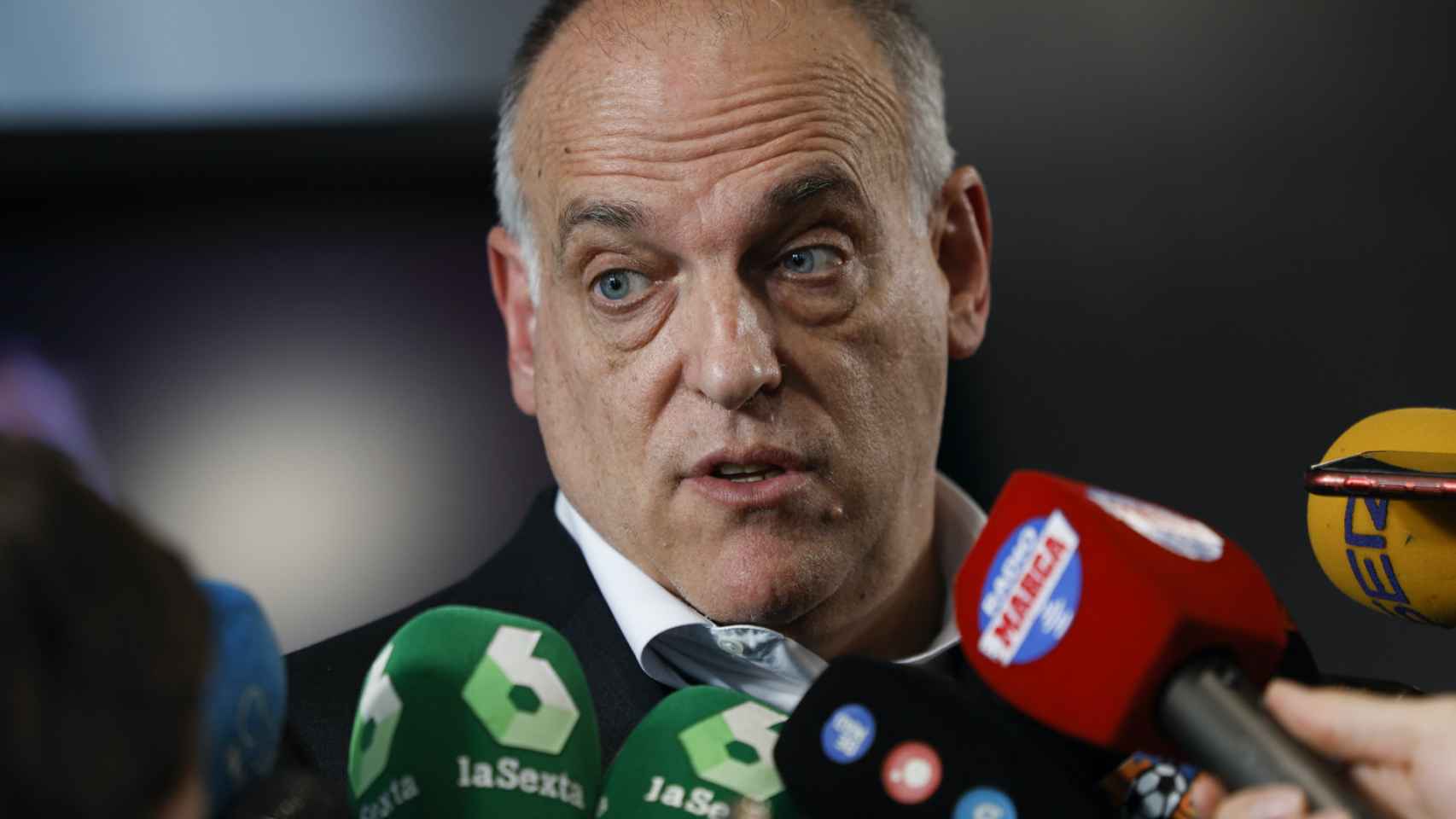 Javier Tebas, tras el acto de renovación de Carolina Marín con la Liga / EFE