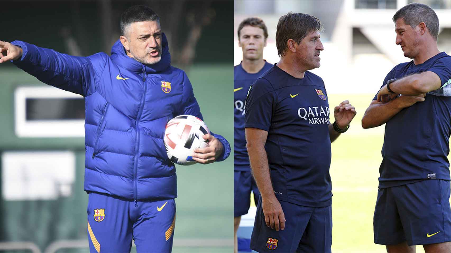 García Pimienta (izquierda), Jordi Roura (centro) y Aureli Altimira (derecha), exentrenadores del Barça  / CULEMANIA