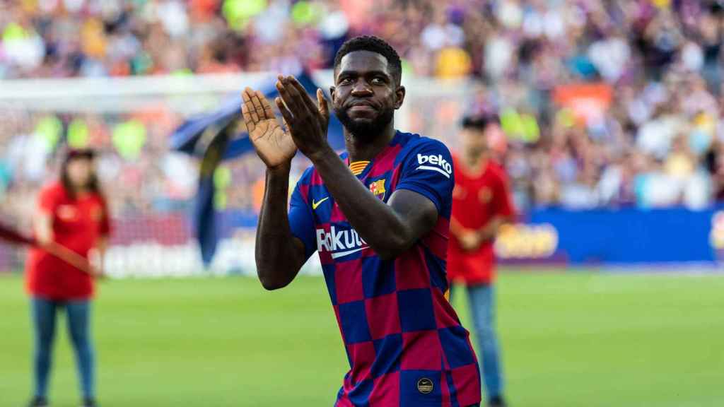 Umtiti durante la presentación del Gamper / FC Barcelona