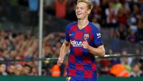 Una foto de Frenkie de Jong celebrando su gol ante el Valencia / EFE