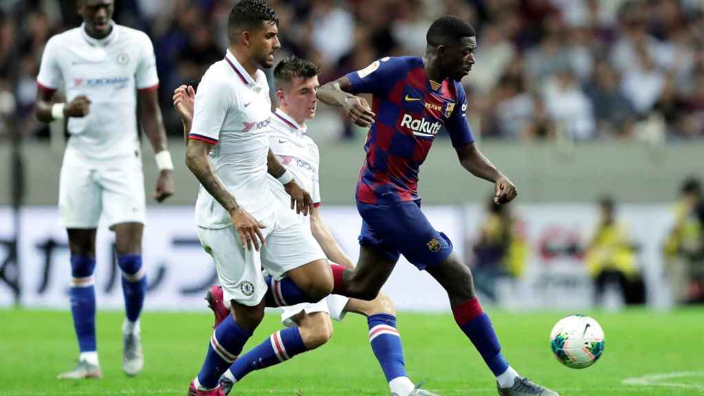 Ousmane Dembelé en una acción en el partido contra el Chelsea / EFE