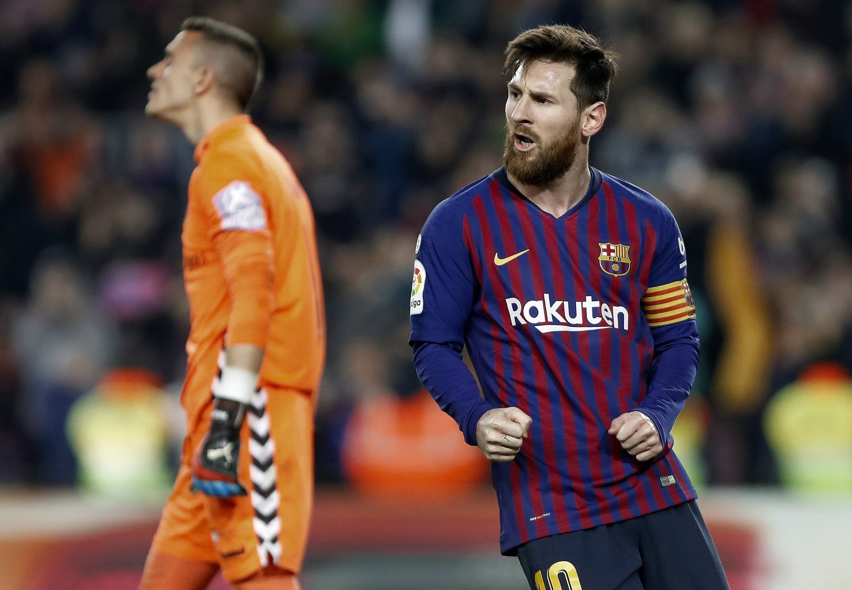 Leo Messi celebra su gol ante el Real Valladolid / EFE