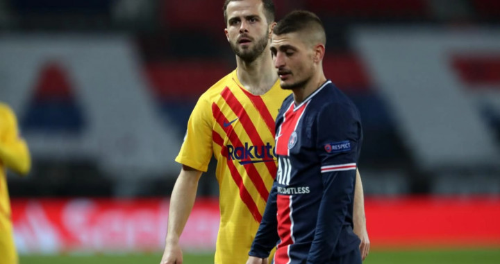 Pjanic con Verratti en el PSG-Barça / FC Barcelona