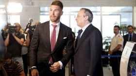 Florentino Pérez, junto a Sergio Ramos / EFE