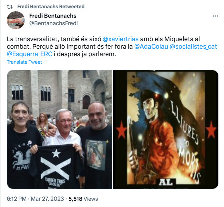 Fredi Bentanachs presume de posar con Xavier Trias / TWITTER