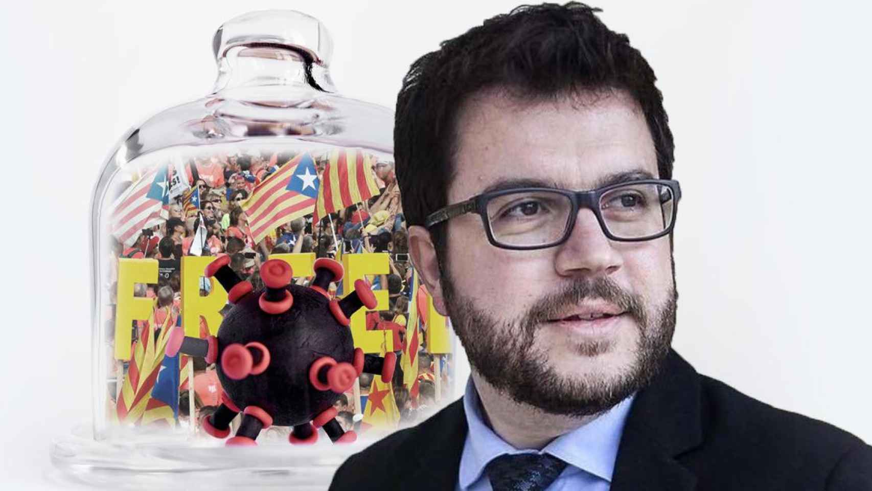 El dirigente de ERC y vicepresidente del Govern, Pere Aragonès, ante una simulación de la Diada marcada por el coronavirus / CG