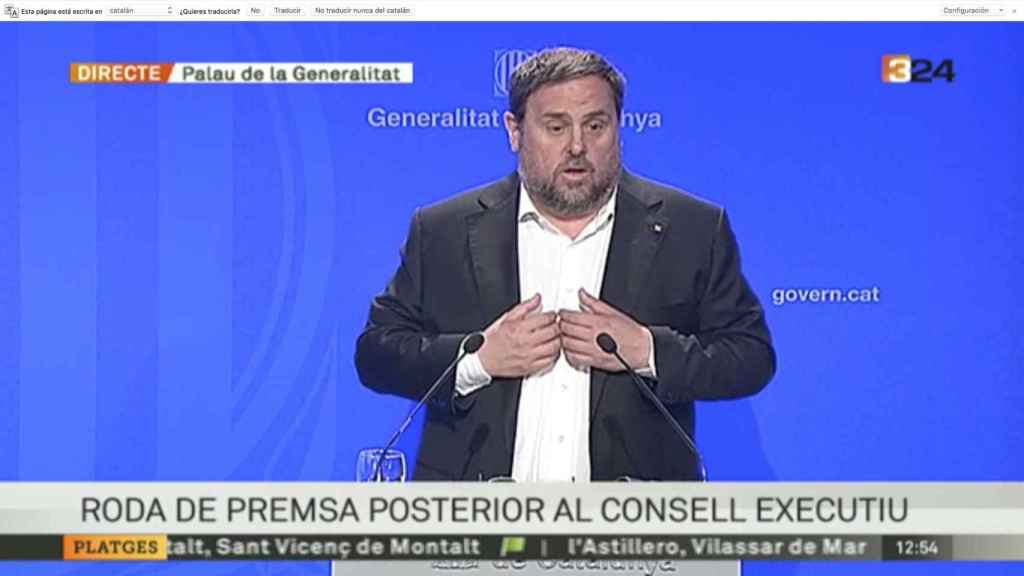 Oriol Junqueras durante la rueda de prensa posterior al Consell Executiu / CG