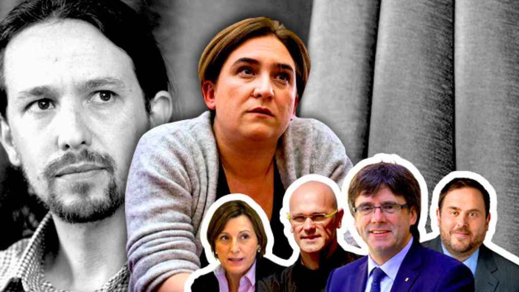 Pablo Iglesias, Ada Colau, Carme Forcadell, Raül Romeva, Carles Puigdemont y Oriol Junqueras / FOTOMONTAJE DE CG