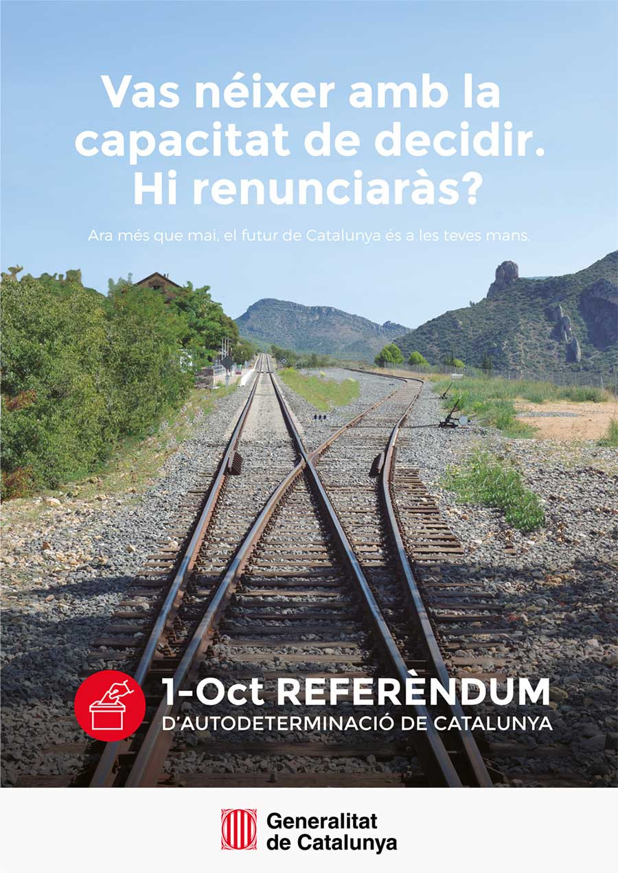 Cartel de la Generalitat animando a votar en el referéndum ilegal de secesión del 1-O