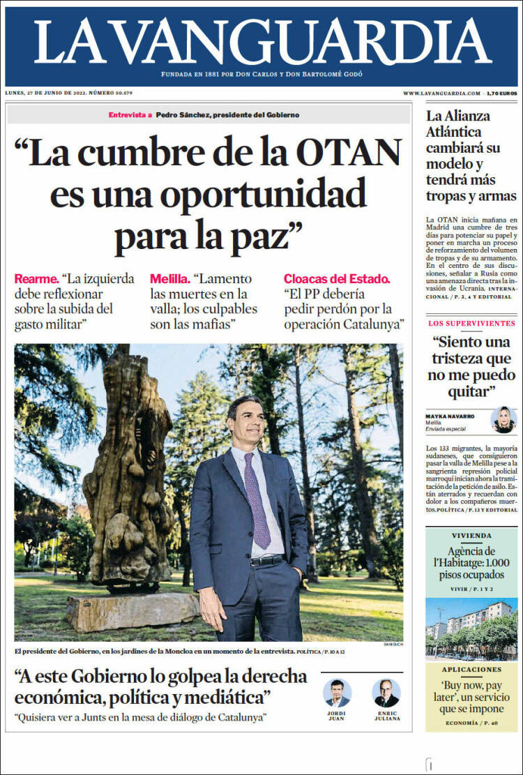 Portada de 'La Vanguardia' de 27 de junio / KIOSKO.NET