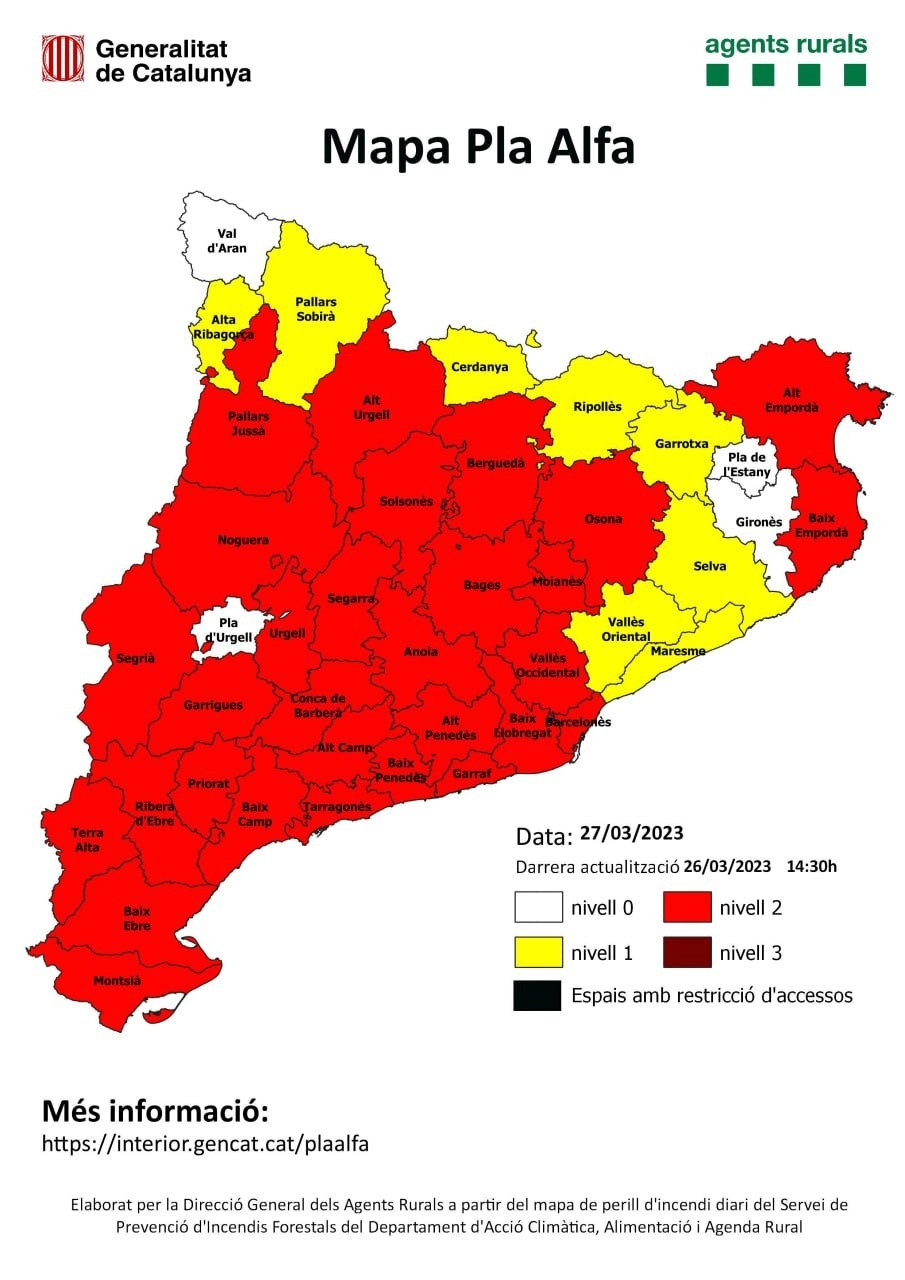 Plan Alfa para este 27 de marzo en Cataluña / AGENTS RURALS