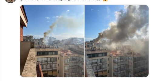 La columna de humo generada por el incendio de un restaurante en Barcelona / TWITTER