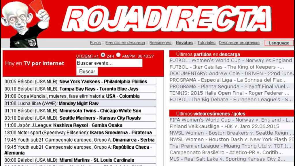 Imagen de archivo de la página 'Rojadirecta' / REDES