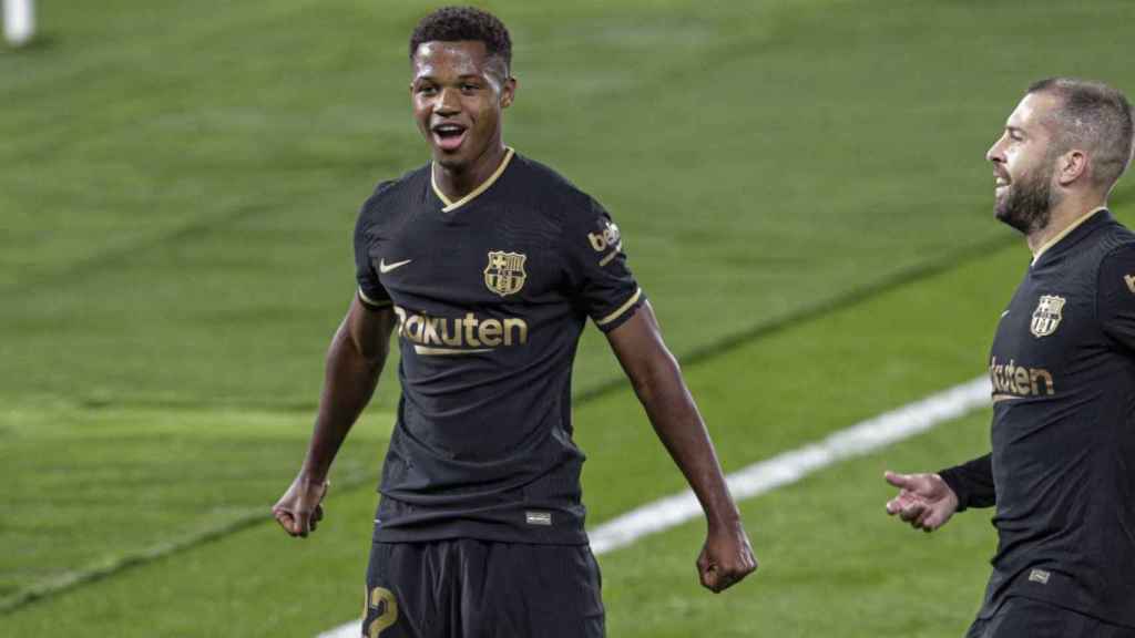 Ansu Fati, celebrando su gol ante el Celta | EFE