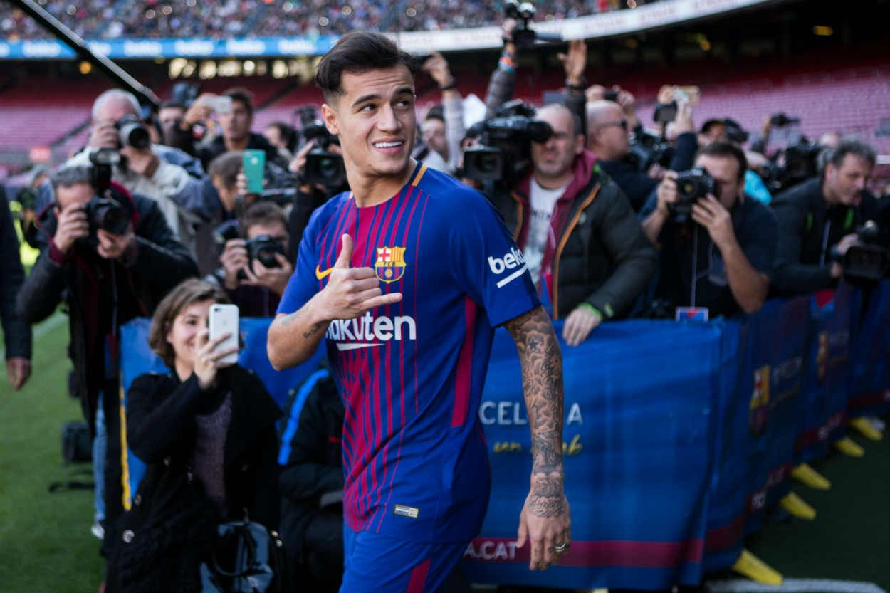 Coutinho en su presentación con el Barça EFE