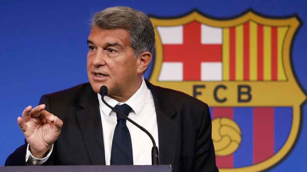 Joan Laporta, en su primera rueda de prensa oficial como presidente del Barça / EFE