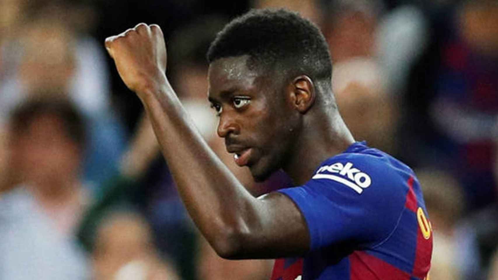 Dembelé buscará la titularidad después de la lesión de Ansu Fati. Gesto de rabia en la celebración de un gol / EFE