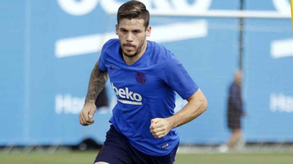 Una foto de Carles Pérez durante un entrenamiento del Barça / FCB