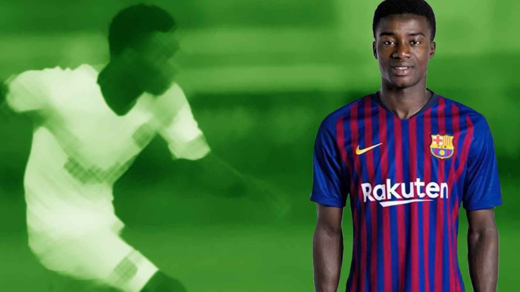 Wagué, defensa del Barça B / FOTOMONTAJE DE CULEMANÍA