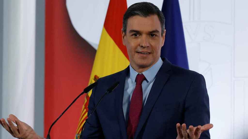 El presidente del Gobierno, Pedro Sánchez, durante la rueda de prensa para hacer balance de su gestión en 2021 / EUROPA PRESS