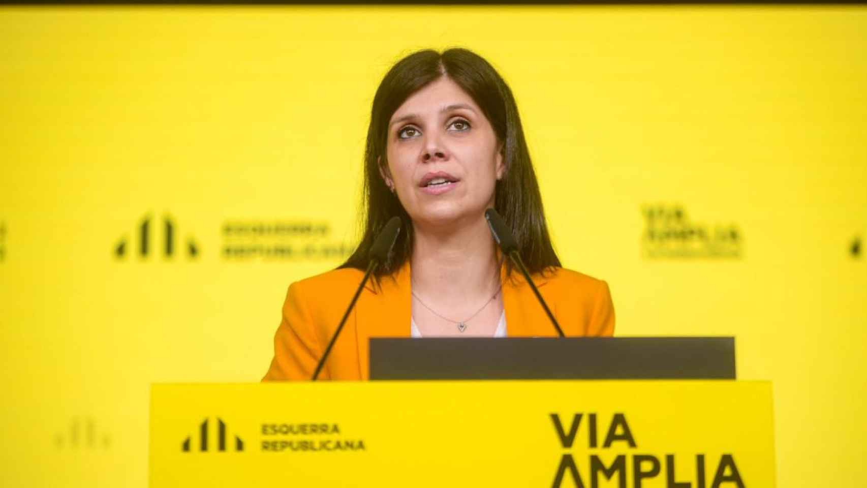 La secretaria general adjunta y portavoz de ERC, Marta Vilalta, en rueda de prensa telemática / ERC