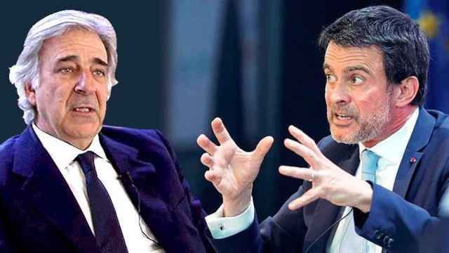 Emilio Cuatrecasas discute con Manuel Valls / FOTOMONTAJE DE CG