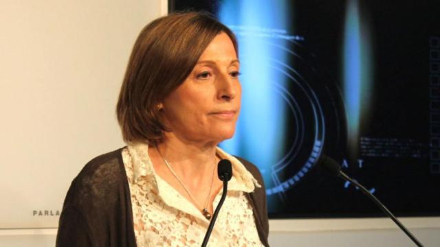 La presidenta del Parlamento catalán, Carme Forcadell, en una comparecencia ante los medios de comunicación.