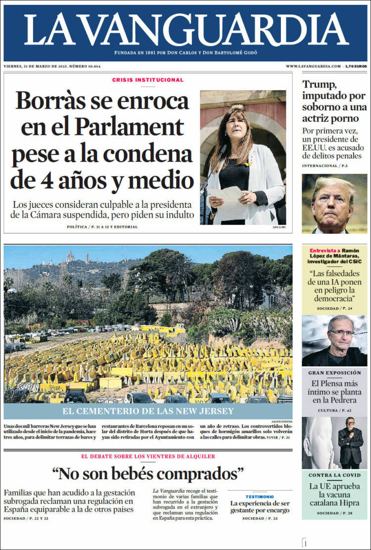 Portada de 'La Vanguardia' del 31 de marzo de 2023