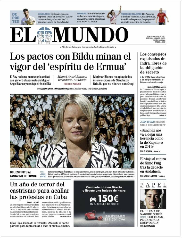 Portada de 'El Mundo' del 11 de julio de 2022 / KIOSKO.NET