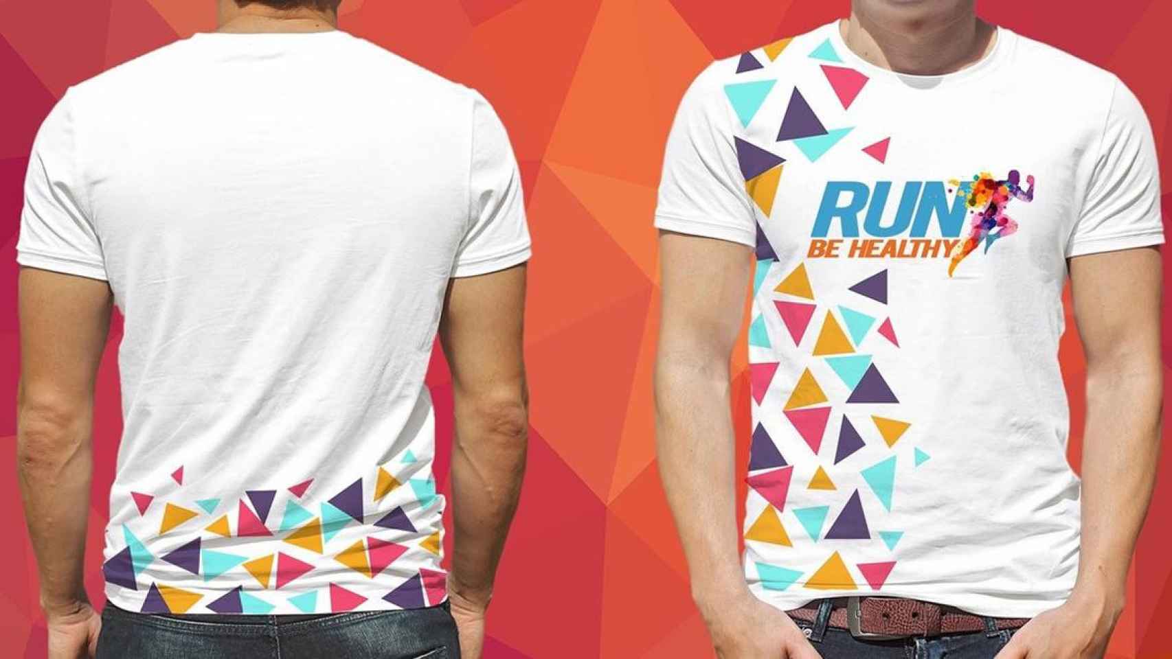 Imagen frontal y trasera de una camiseta publicitaria