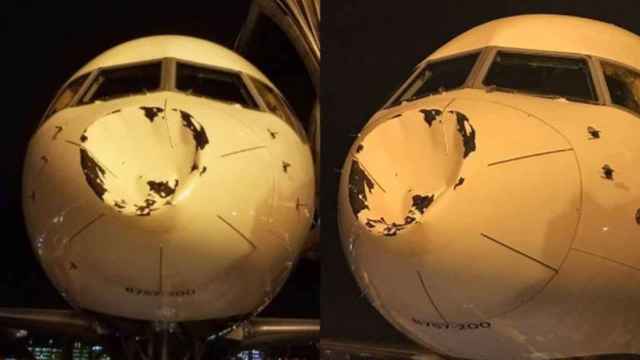 El avión de los Oklahoma City Thunder tras chocar contra un objeto no identificado / CD