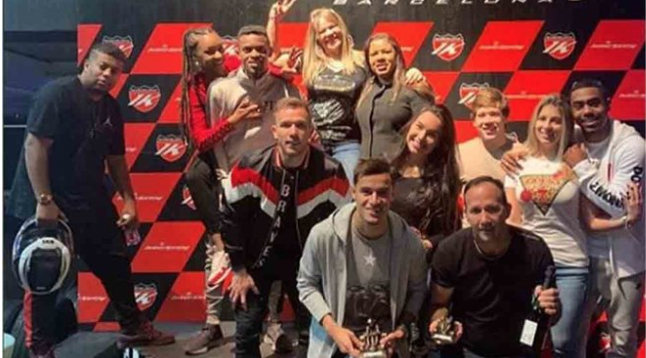 Coutinho, Arthur Melo y Malcom Oliveira en Indoor Karting Barcelona