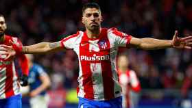 Luis Suárez, celebrando un gol con el equipo colchonero / Atlético de Madrid