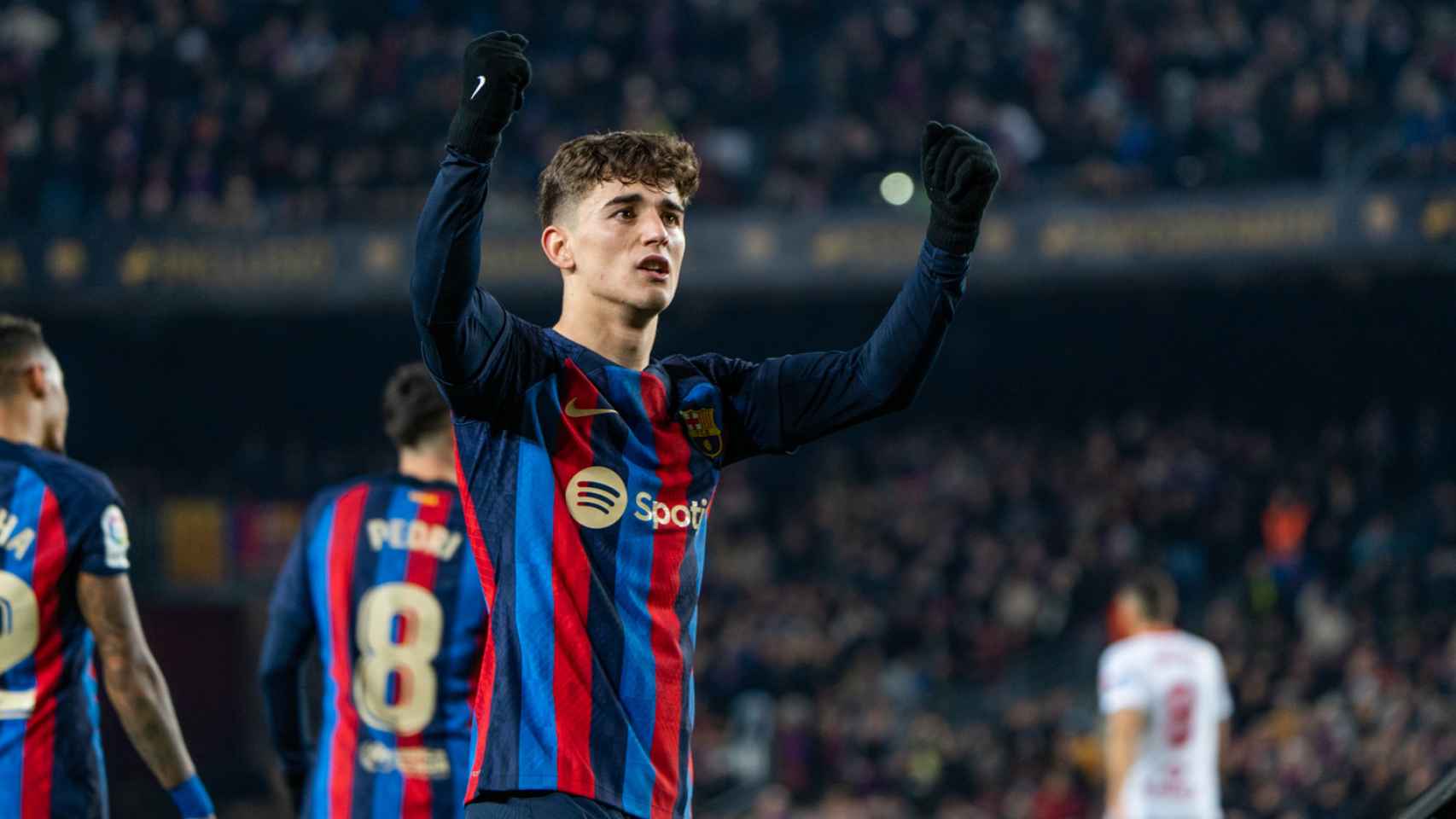 Gavi celebra un gol contra el Sevilla / Luis Miguel Añón (CG)