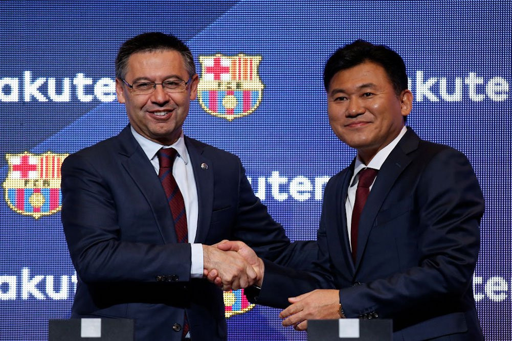 Una foto de Josep Maria Bartomeu y Hiroshi Mikitani, CEO de Rakuten / EFE