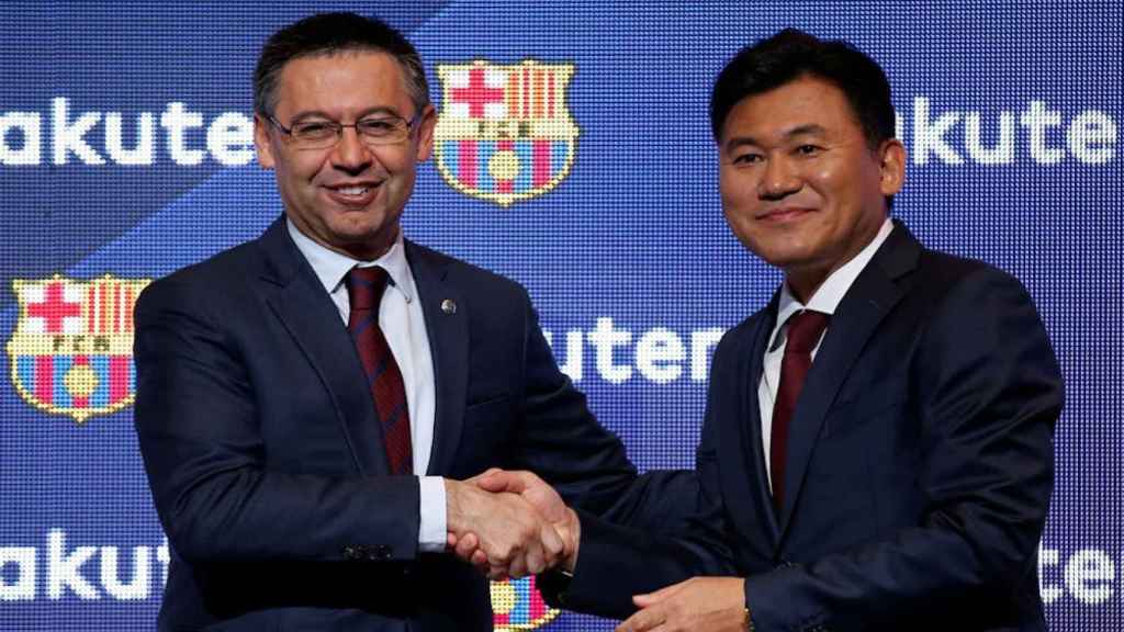 Una foto de Josep Maria Bartomeu y Hiroshi Mikitani, CEO de Rakuten / EFE