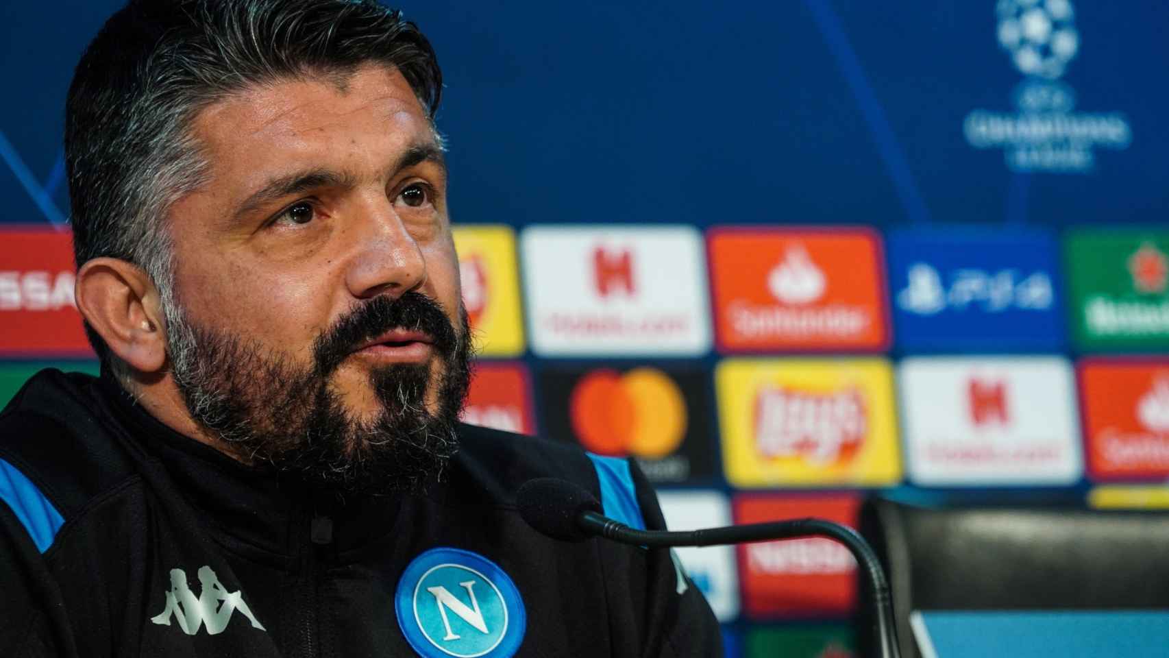 Gattuso en la rueda de prensa previa al partido ante el Barça / EFE