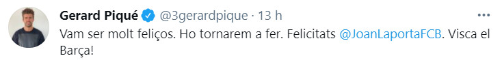 Gerard Piqué felicitando a Laporta / Redes