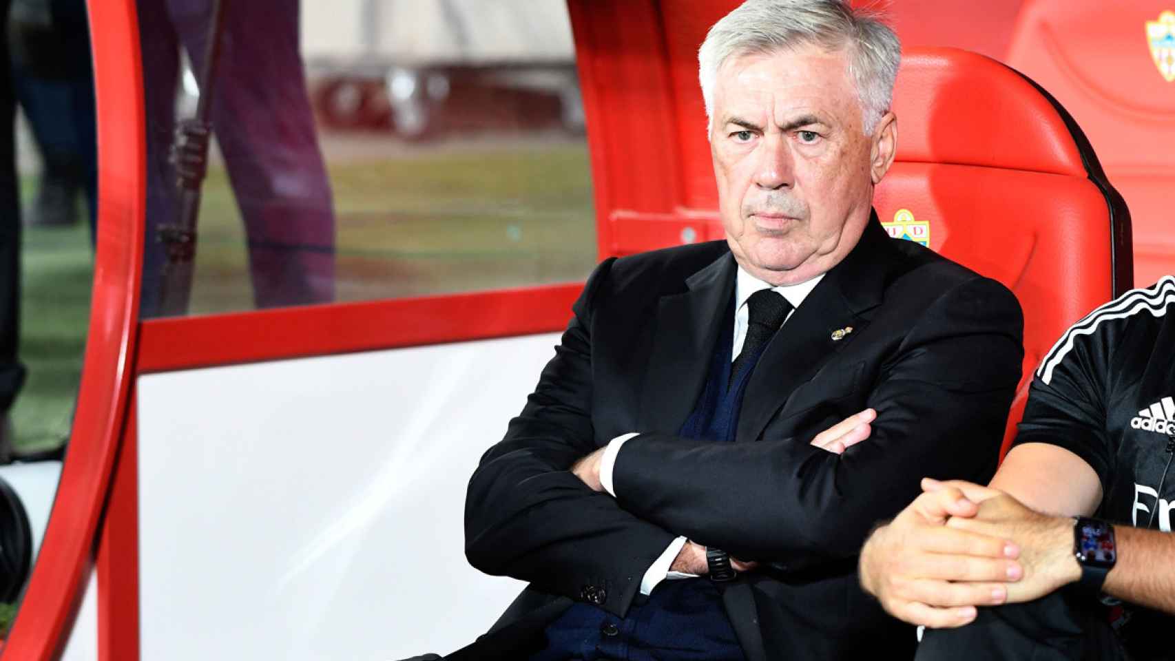 Carlo Ancelotti, durante el debut liguero contra el Almería / EFE